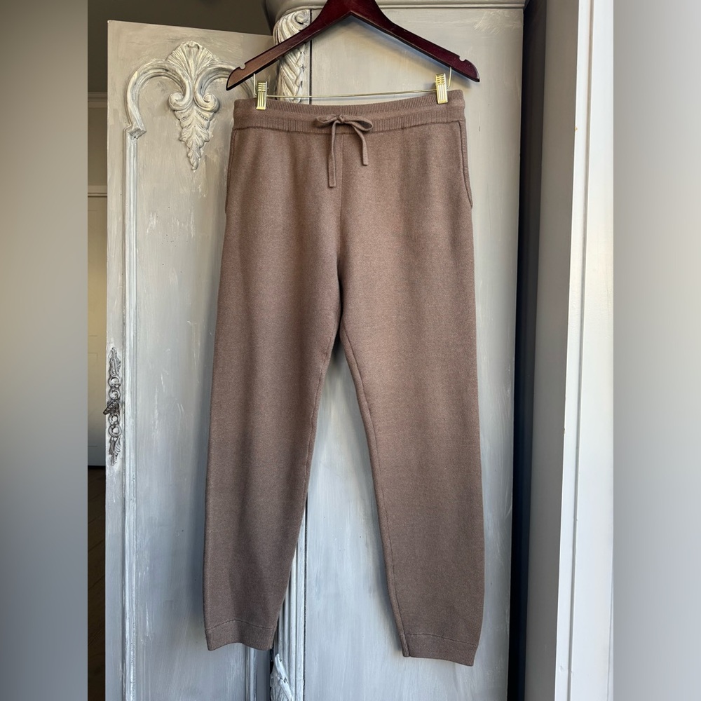 Monrow Cabincore Knit Pants Sz M Cozy Brown Knit Joggers Loungewear NWOT